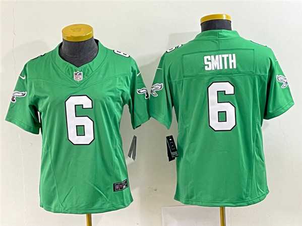 Women%27s Philadelphia Eagles #6 DeVonta Smith Green 2023 F.U.S.E. Stitched Football Jersey(Run Small)